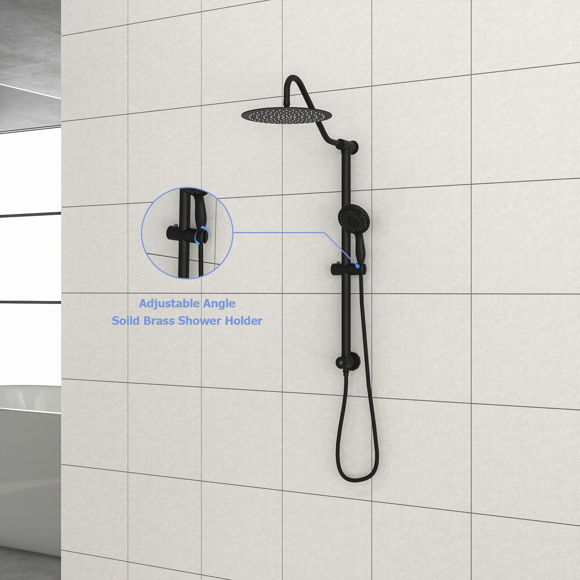 10 Inch Shower System with 5 Function Rain Hand Shower