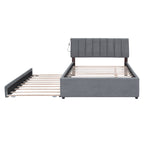 Teddy Fleece Full Size Upholstered Platform Bed with Twin Size Trundle