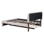 Teddy Fleece Queen Size Upholstered Platform Bed with Twin XL Trundle