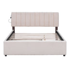 Teddy Fleece Queen Size Upholstered Platform Bed with Twin XL Trundle