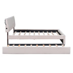Teddy Fleece Queen Size Upholstered Platform Bed with Twin XL Trundle
