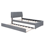 Teddy Fleece Full Size Upholstered Platform Bed with Twin Size Trundle