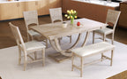 TOPMAX 6-Piece Wood Half Round Dining Table Set