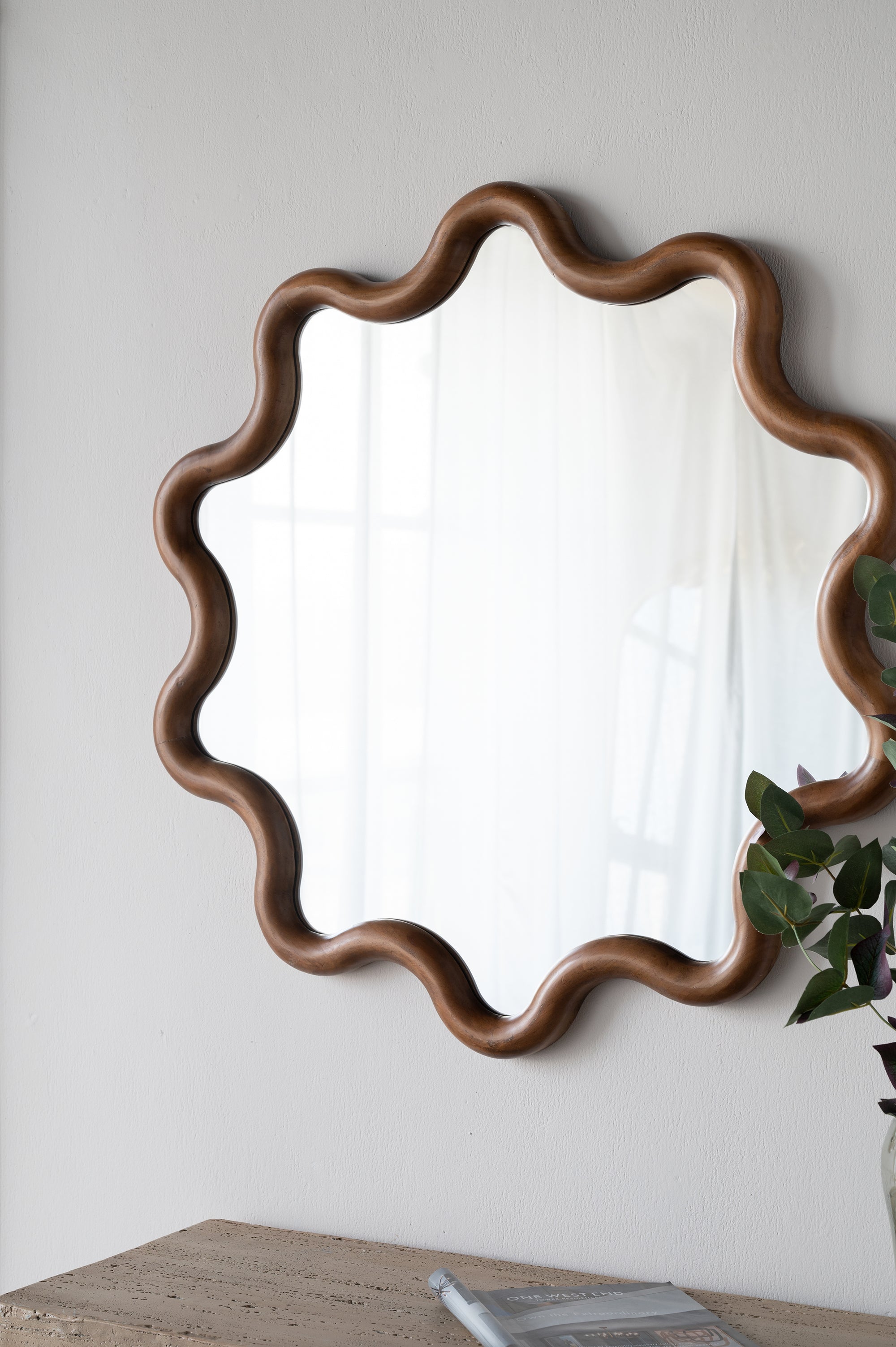 31" x 30" Wooden Accent Mirror with Unique Frame