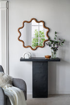 31" x 30" Wooden Accent Mirror with Unique Frame