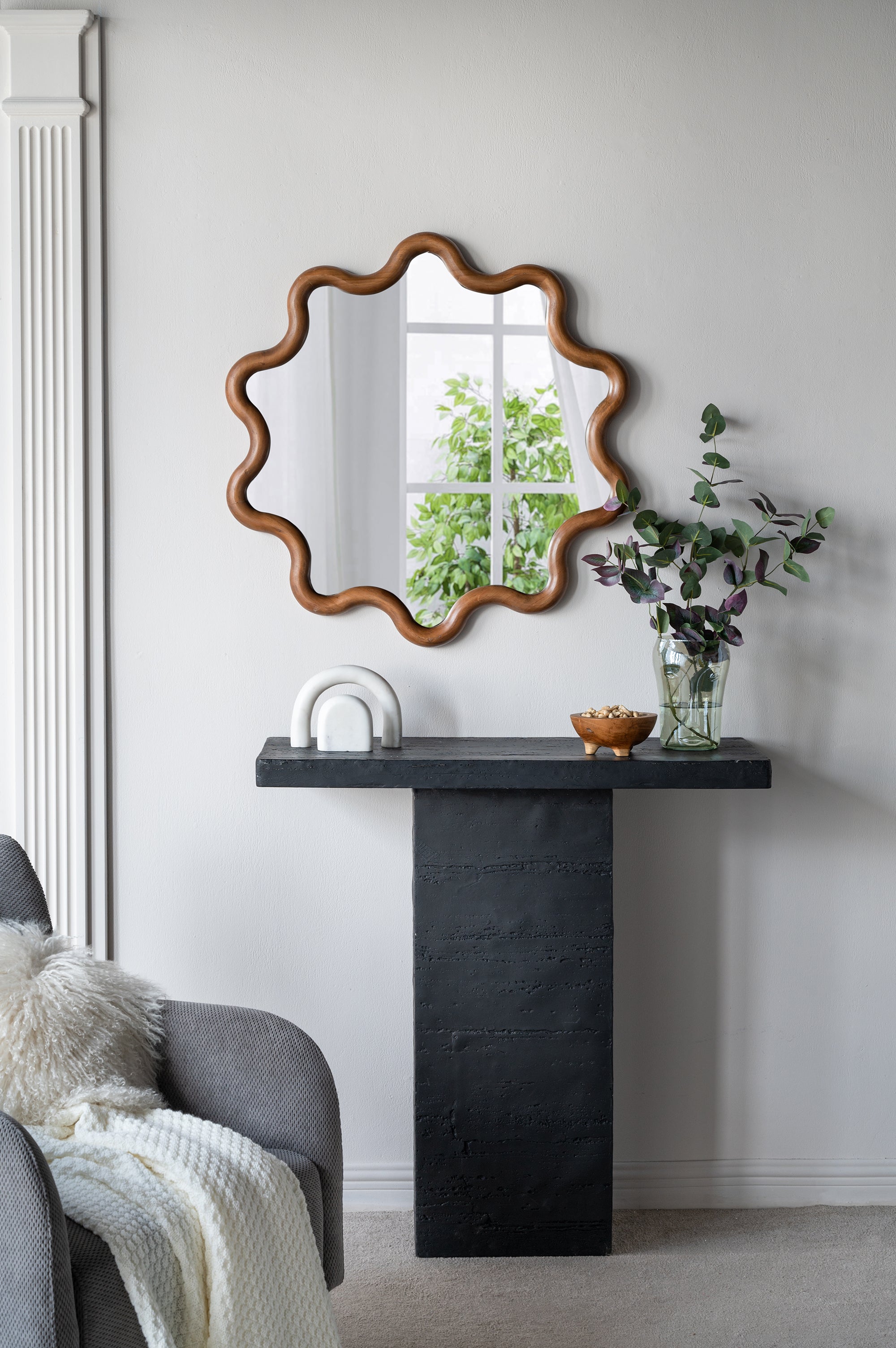 31" x 30" Wooden Accent Mirror with Unique Frame