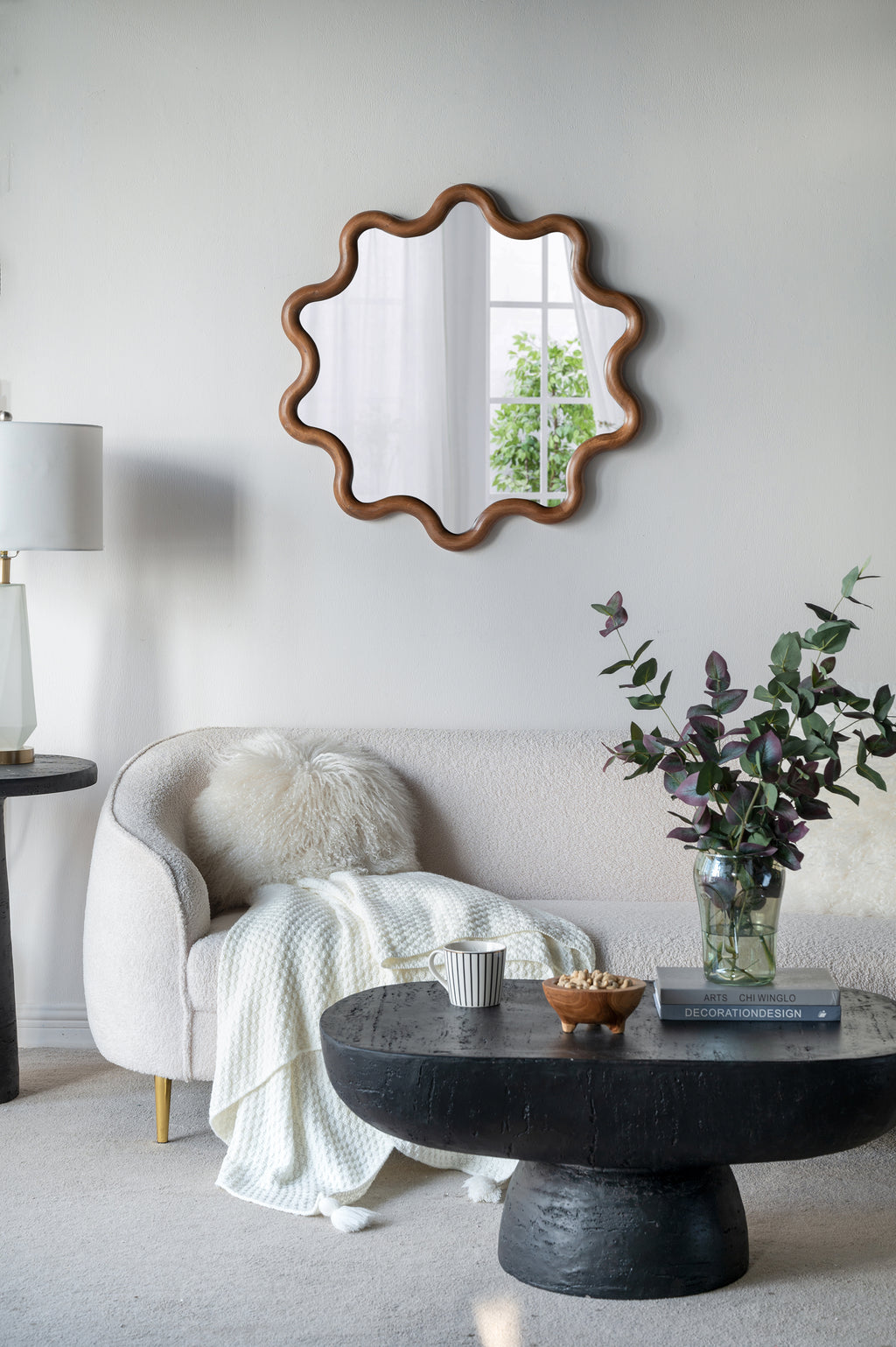 31" x 30" Wooden Accent Mirror with Unique Frame