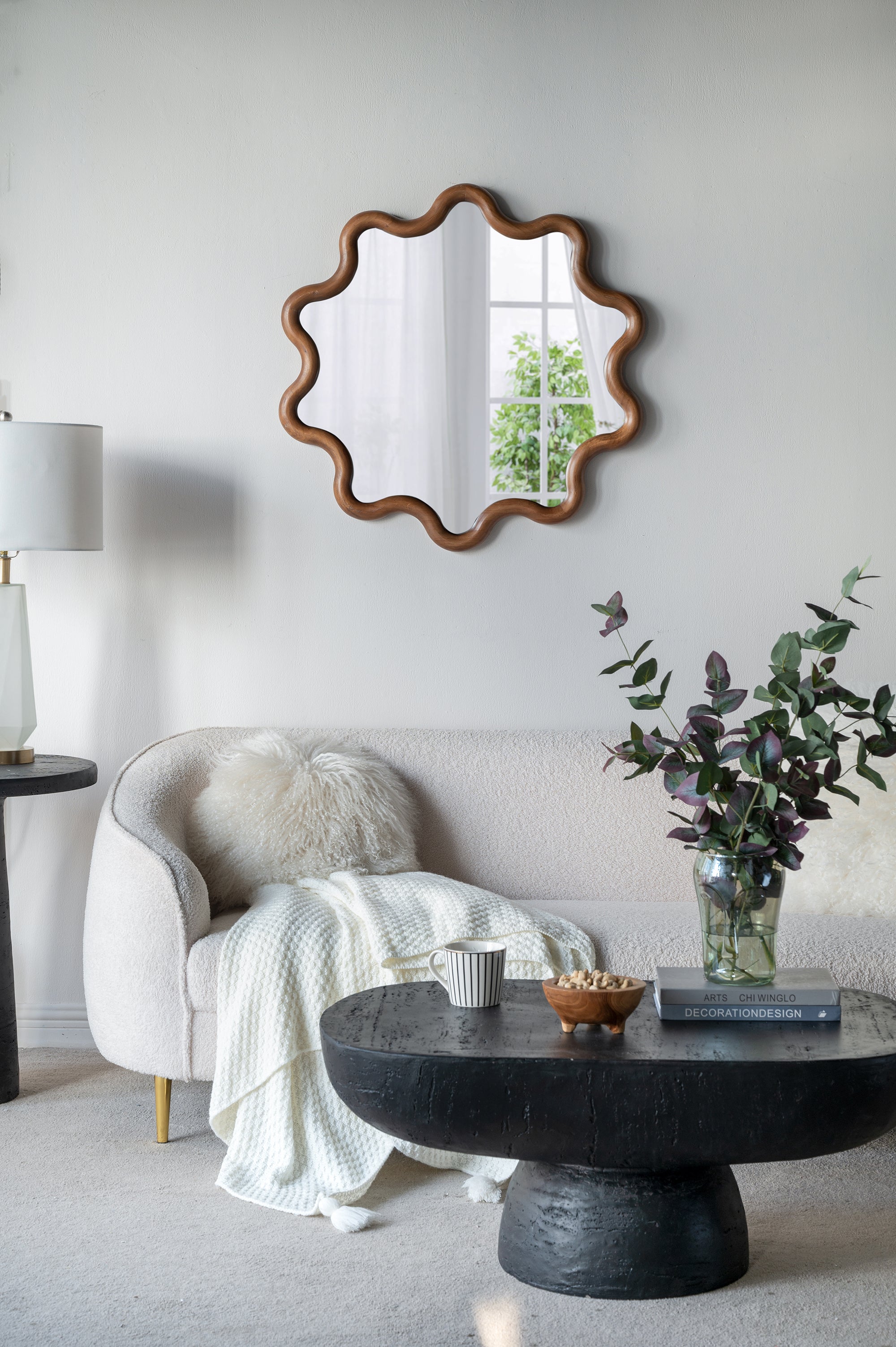 31" x 30" Wooden Accent Mirror with Unique Frame