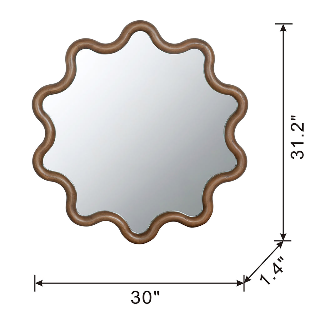 31" x 30" Wooden Accent Mirror with Unique Frame