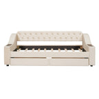 Twin Size Upholstered Daybed With Storage Armrests and USB Port