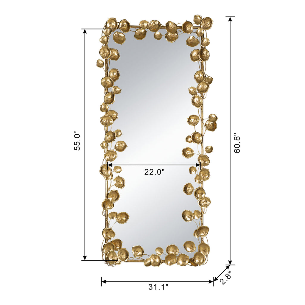 61" x 31" Full Length Mirror with Golden Leaf Accents
