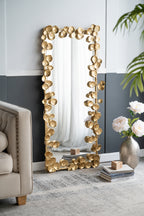 61" x 31" Full Length Mirror with Golden Leaf Accents