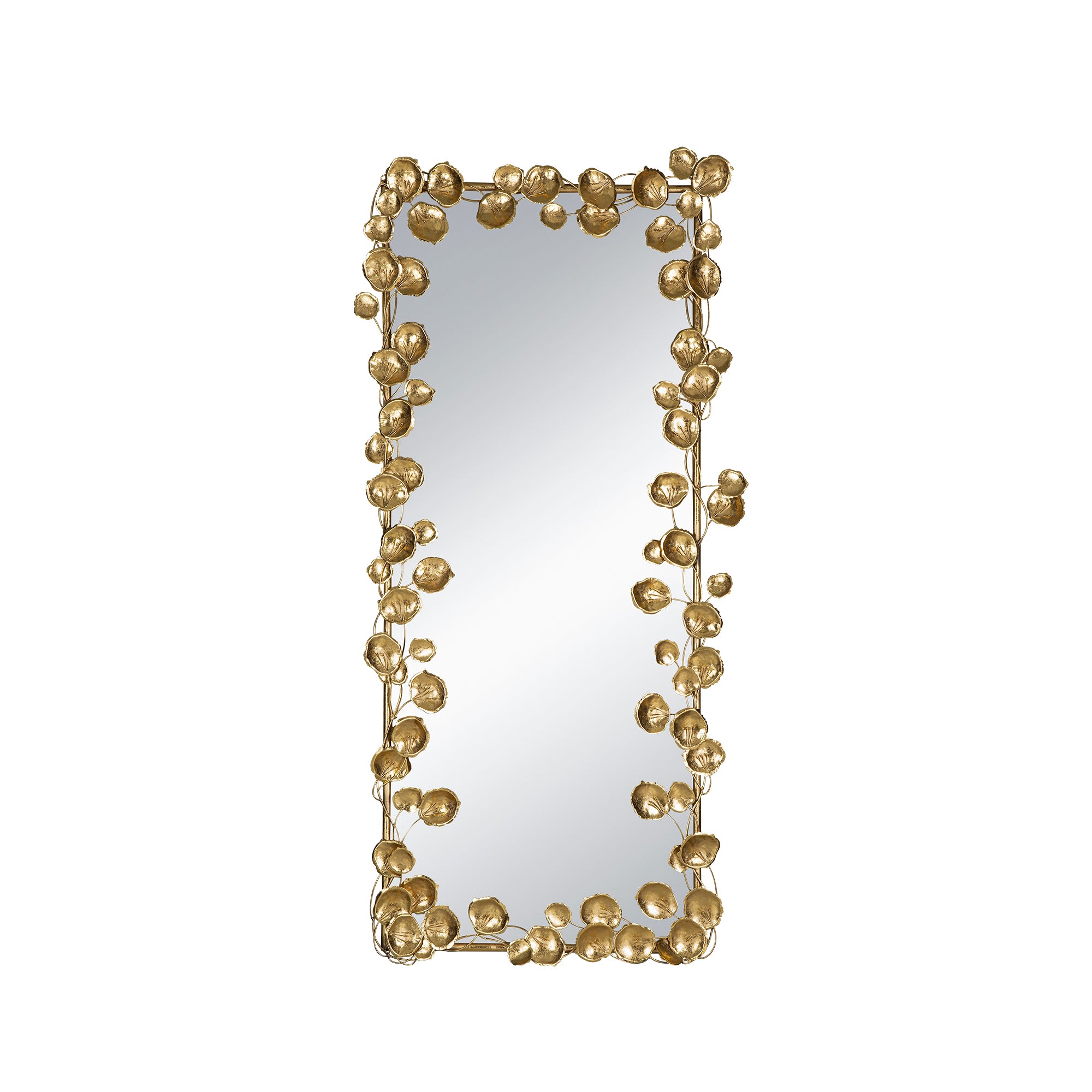 61" x 31" Full Length Mirror with Golden Leaf Accents