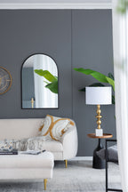 24" x 36" Black Arched Mirror with Metal Frame