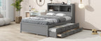 Full Size Platform Bed With Trundle, Drawers and USB Plugs