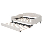 Full Size Upholstered Tufted Daybed with Twin Size Trundle