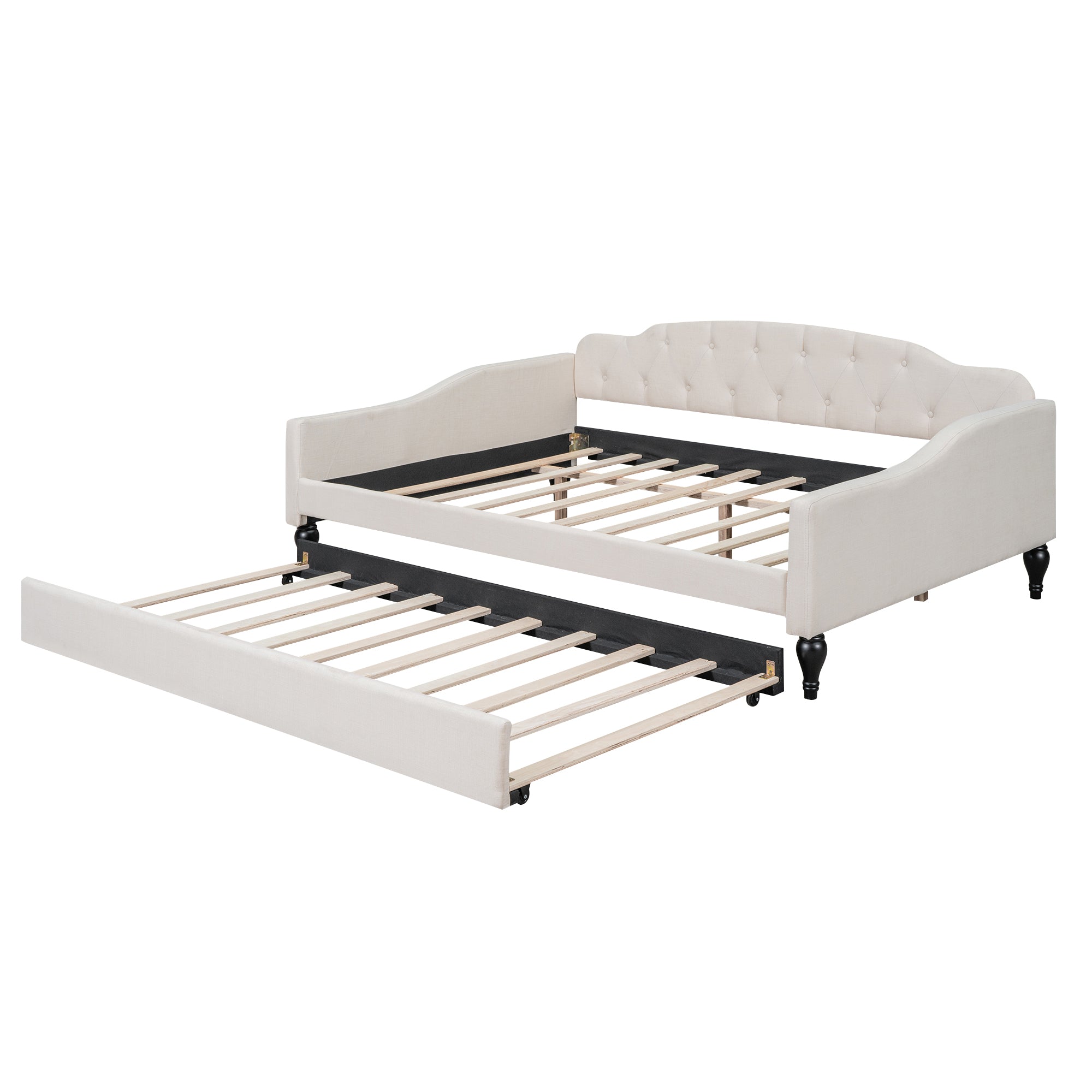 Full Size Upholstered Tufted Daybed with Twin Size Trundle