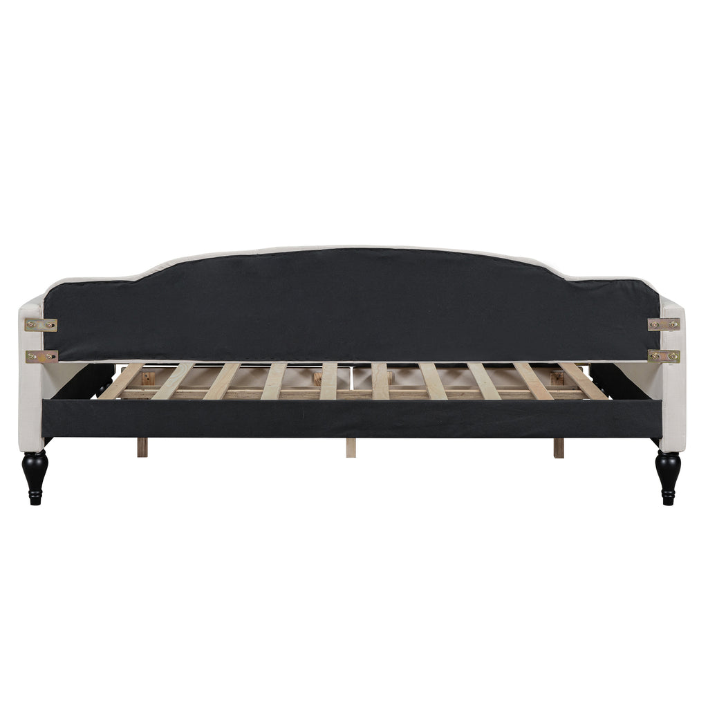 Full Size Upholstered Tufted Daybed with Two Drawers