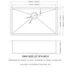 32 Inch Undermount Sink - Stainless Steel Kitchen Sink