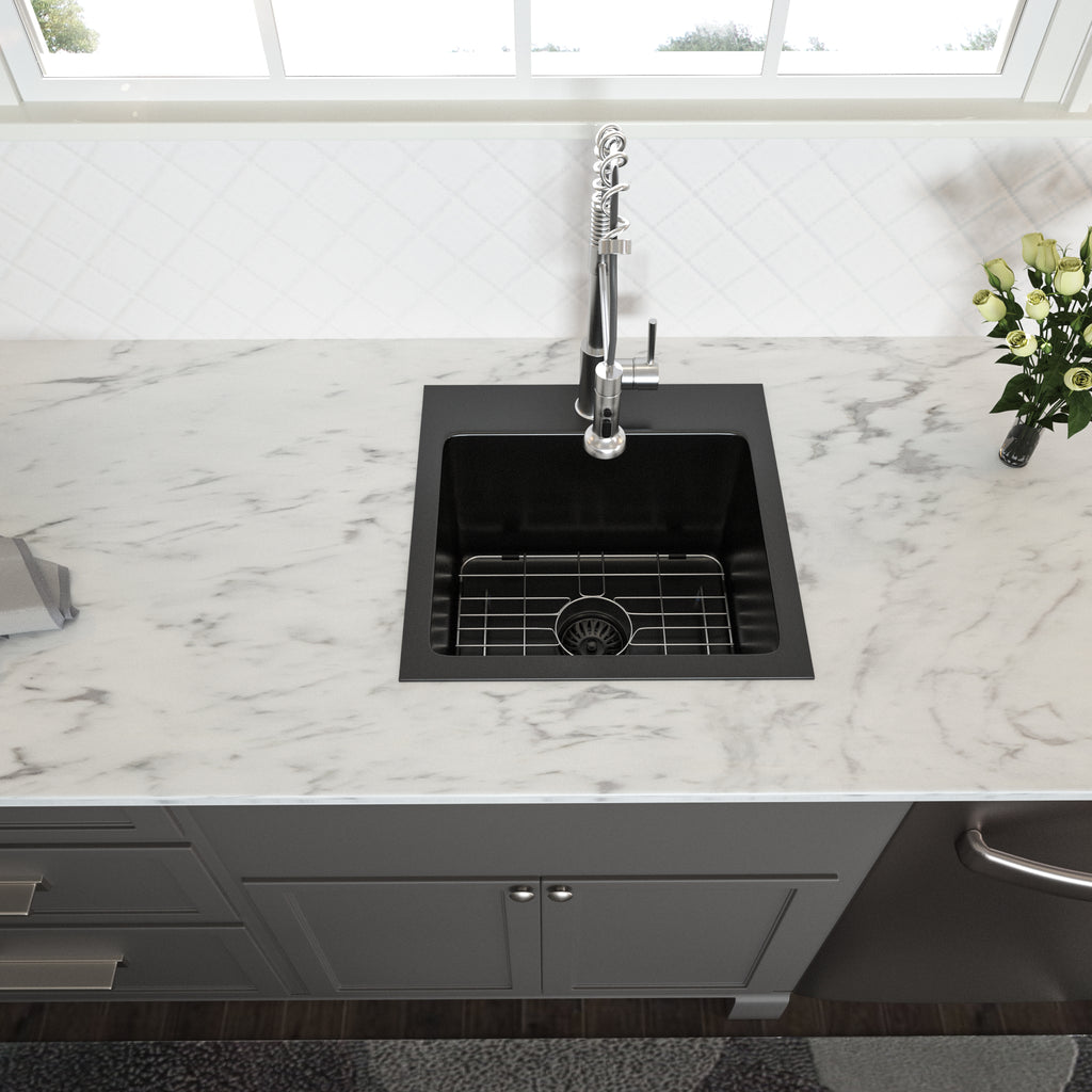 15 Inch Drop In Kitchen Sink in Gunmetal