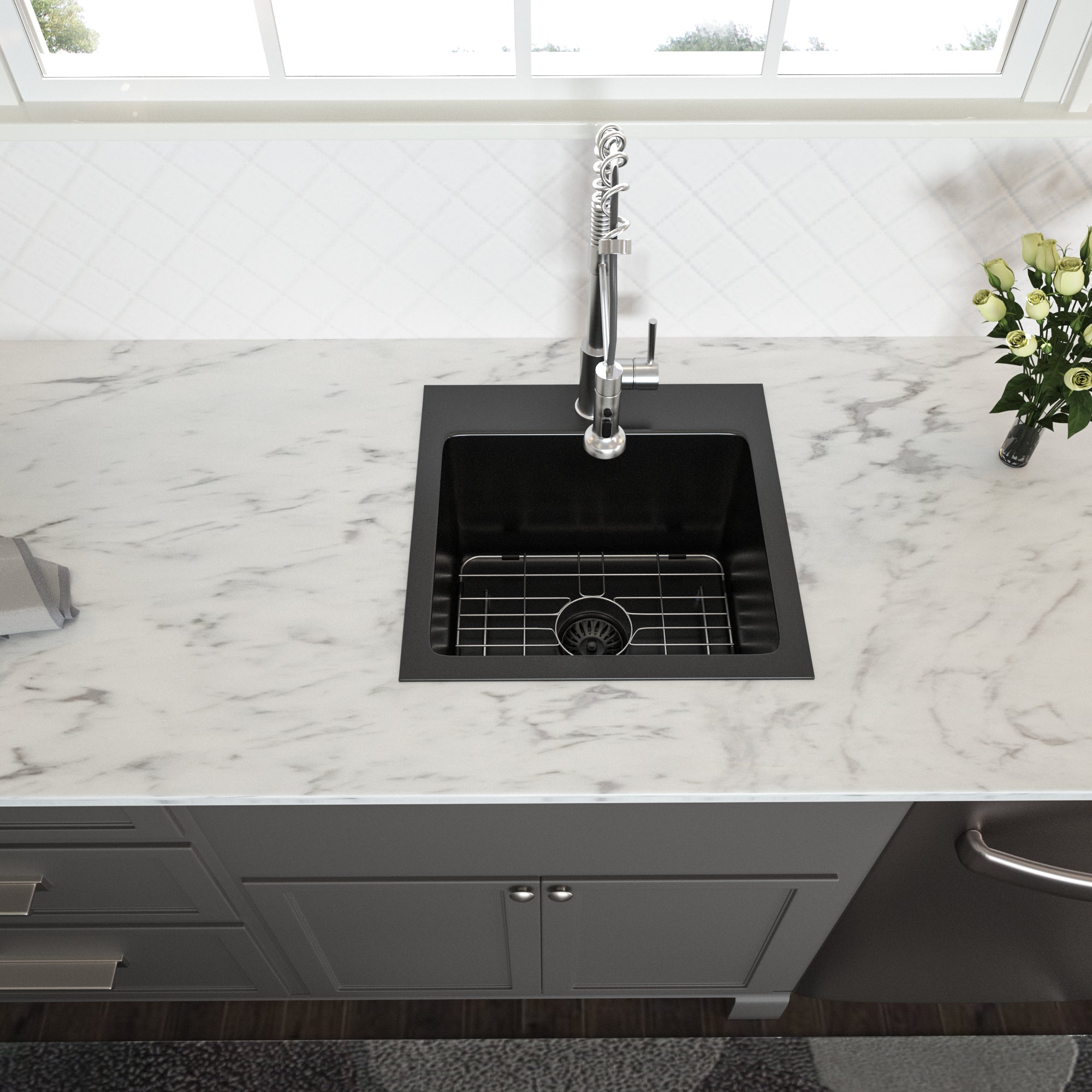 15 Inch Drop In Kitchen Sink in Gunmetal