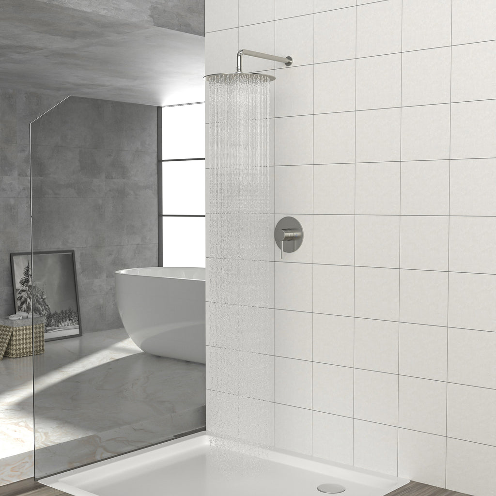 Brushed Nickel Shower Faucet Set with 10-Inch Rainfall Shower Head