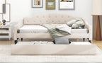 Full Size Upholstered Tufted Daybed with Twin Size Trundle