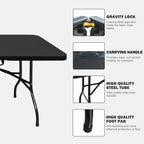8ft Folding Table for Camping, Picnics, and Parties
