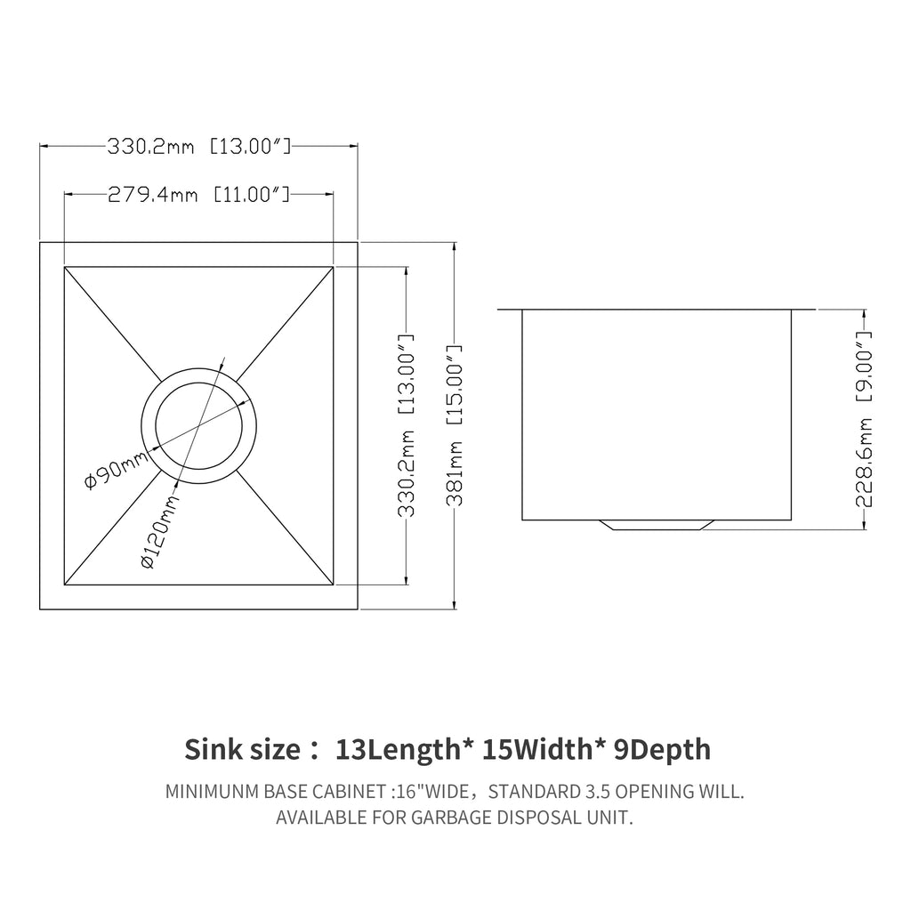 13 Inch Undermount Sink