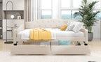 Full Size Upholstered Tufted Daybed with Two Drawers