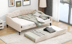 Full Size Upholstered Tufted Daybed with Twin Size Trundle