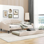 Full Size Upholstered Tufted Daybed with Twin Size Trundle