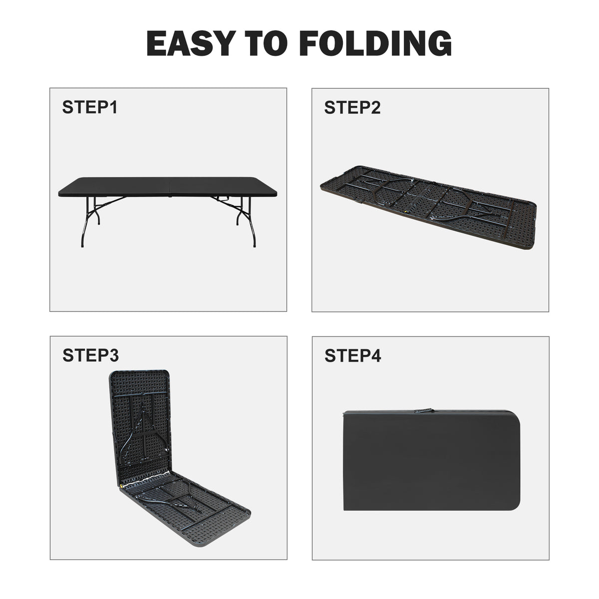 8ft Folding Table for Camping, Picnics, and Parties