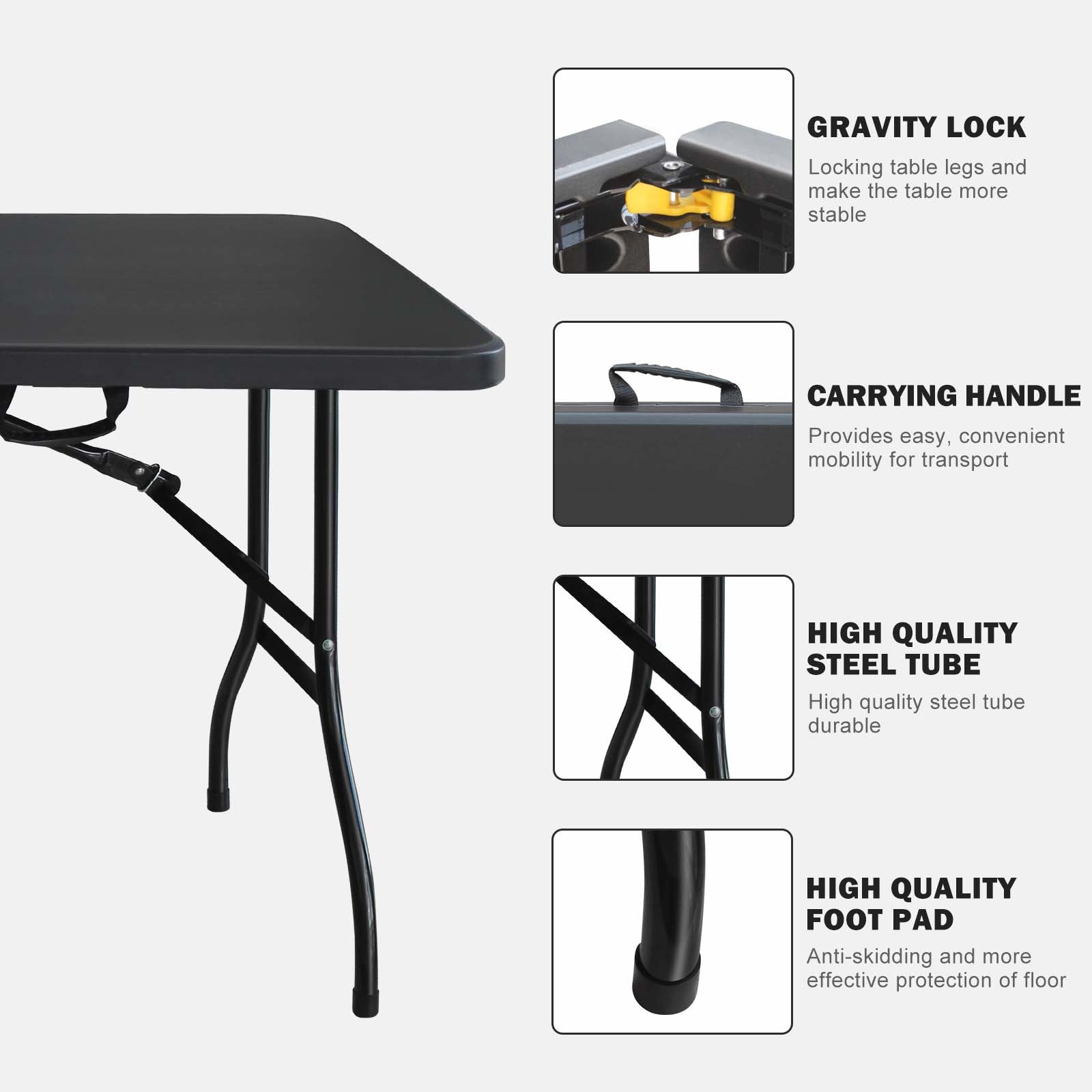 6ft Folding Table - Portable Plastic Table