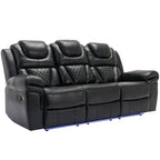 Home Theater Seating Manual Recliner Chair with Center Console and LED Light Strip