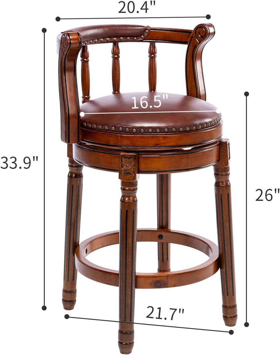 Cowtop Leather Wooden Bar Stools