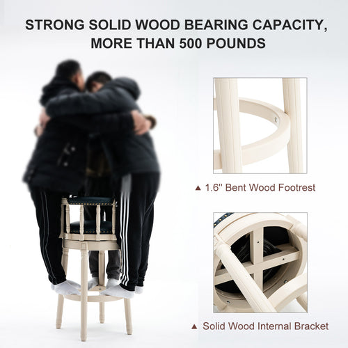 Cow Top Leather Wooden Bar Stools