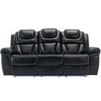 Home Theater Seating Manual Recliner Chair with Center Console and LED Light Strip