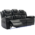 Home Theater Seating Manual Recliner Chair with Center Console and LED Light Strip