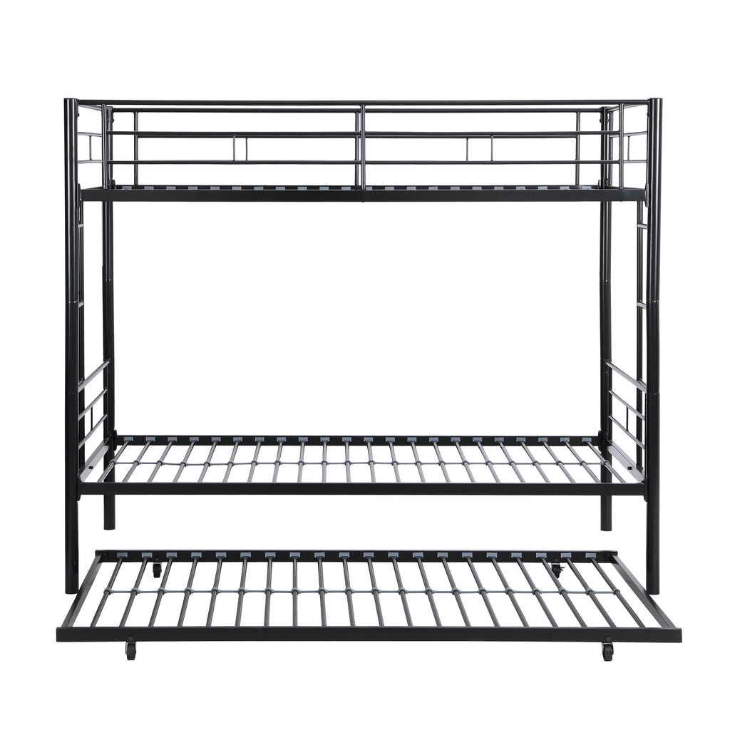 Twin Over Twin Metal Bunk Bed with Trundle