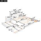 Full Size Storage Platform Bed with Pull Out Shelves, Twin Size Trundle and 2 Drawers