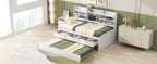 Twin Size Wooden Captain Bed with Built-in Bookshelves and Storage
