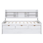 Twin Size Wooden Captain Bed with Built-in Bookshelves and Storage