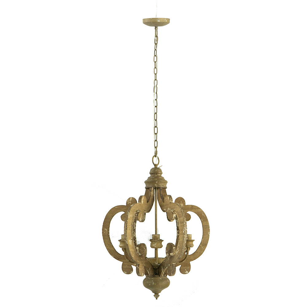 Farmhouse Chandelier, 6-Light Wood Pendant Light Fixture