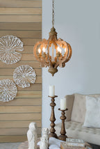 Farmhouse Chandelier, 6-Light Wood Pendant Light Fixture