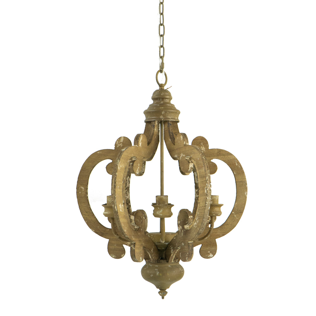 Farmhouse Chandelier, 6-Light Wood Pendant Light Fixture