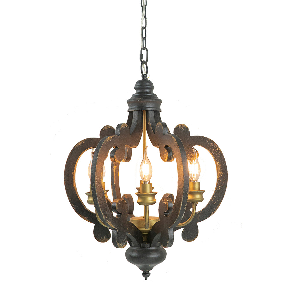French Country Wood Chandelier - 6-Light Farmhouse Pendant Light Fixture