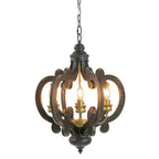 French Country Wood Chandelier - 6-Light Farmhouse Pendant Light Fixture