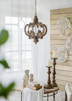 Farmhouse Chandelier, 6-Light Wood Pendant Light Fixture