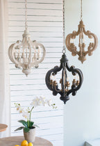 Farmhouse Chandelier, 6-Light Wood Pendant Light Fixture